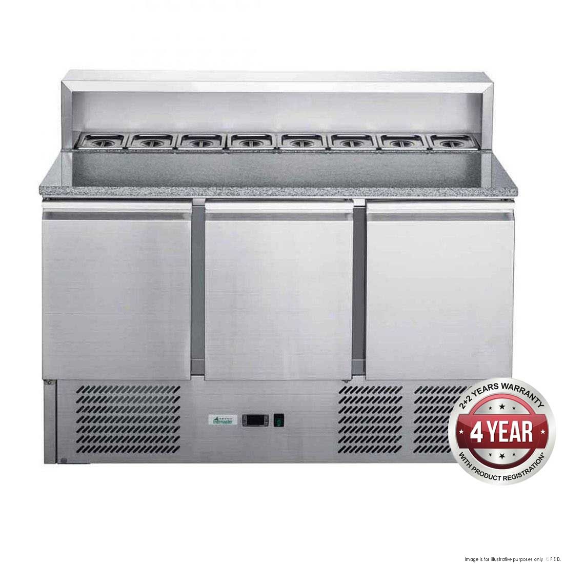 Thermaster FED-X Three Door Salad Prep Fridge with Marble Top XGNS1300E