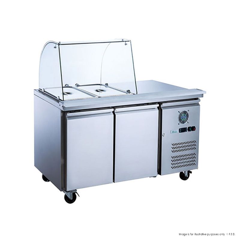 2NDs: Thermaster Two Door Salad Prep Fridge with Curve Glass Top - XTHP2100SALGC-NSW1992