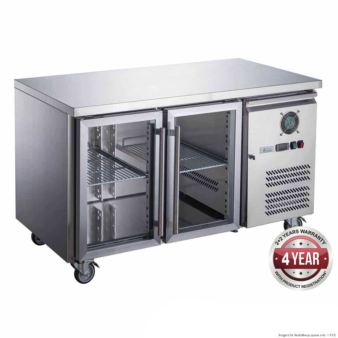 Thermaster Fed-X Two Glass Door Bench Fridge - Xub6C13G2V
