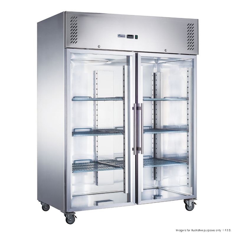 2NDs: FED-X S/S Two Full Glass Door Upright Freezer - XURF1410G2V-NSW2162