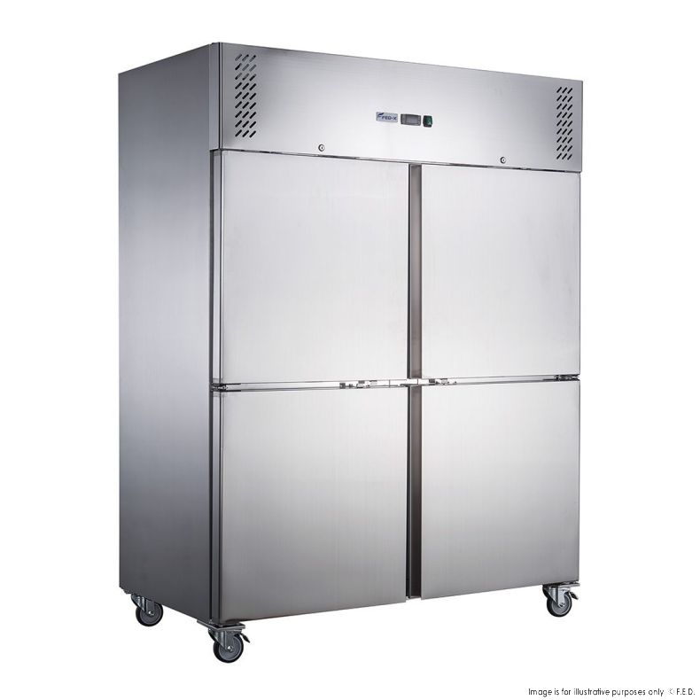 Ex-Showroom: FED-X S/S Four Door Upright Fridge - XURC1410S2V-QLD370