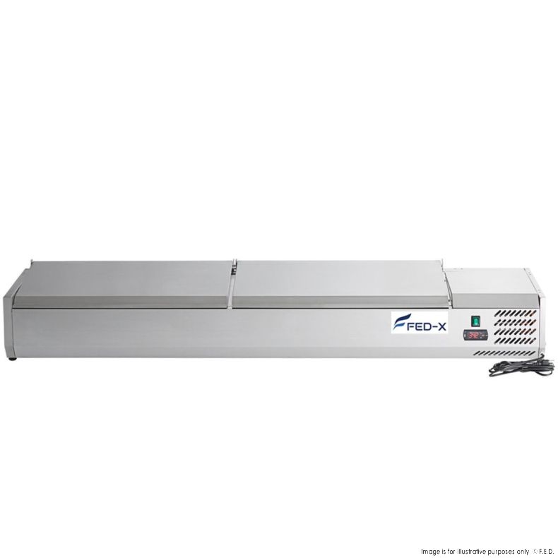 Ex-Showroom: FED-X Salad Bench with Stainless Steel Lids - XVRX1800/380-VIC959