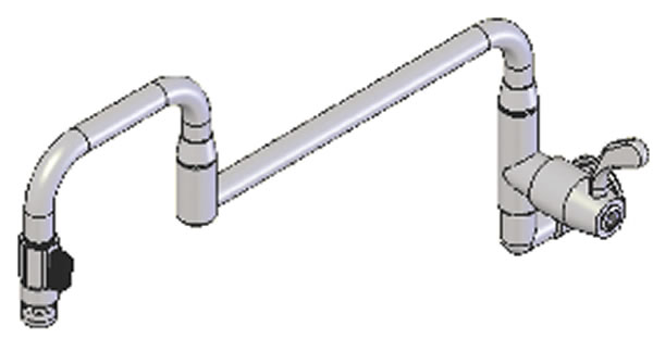 Y2047 Yellow Tapware Wall Mount Pot & Kettle Filling Faucet – double jointed with spout on-off control 457mm swing arm