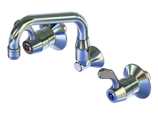 YX315 Yellow Tapware Wall Mount Sink Set with 180mm Swing Aerated Spout & 1/4 turn levers LIMITED STOCK – SEE JETSTREAM ALTERNATIVES